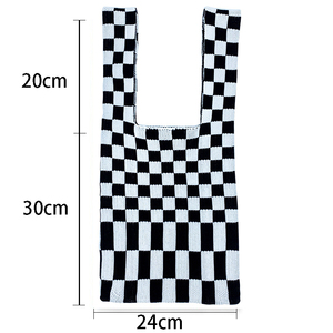 Bolso de compras de ganchillo de punto de hombro a cuadros de celosía de moda de gran tamaño personalizado al por mayor bolso de mano para tejido de punto - Product Image 5