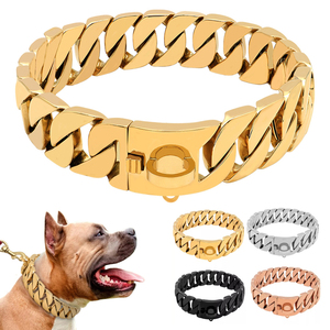32mm Edelstahl Hunde halsband & Leine Set Eleganter einfacher Cartoon-Stil für mittelgroße französische Bulldogge Großhandel Haustier bedarf - Product Image 1