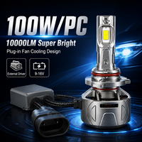 Ampoule de phare LED SFIDA KA5 100W 10000LM, ampoule de phare LED pour voiture H4 H7 H11 9005 9006, Plug and Play, refroidissement par ventilateur