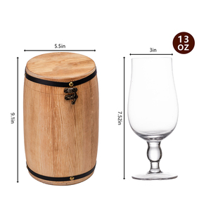 Logotipo personalizado 390ml hecho a mano estilo moderno tallo trigo pinta vaso de cerveza con caja de regalo de madera para bodas celebraciones de cumpleaños - Product Image 2