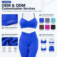 Ensemble de yoga sans couture pour femme : Soutien-gorge de sport dos croisé et leggings taille en V, extensible dans les 4 sens, séchage rapide, doux comme des nuages, pour fitness et entraînement