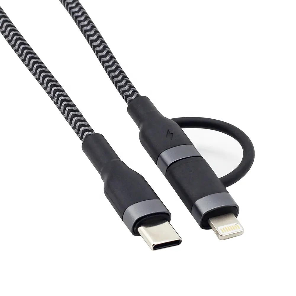 Nylon braided USB C to USB C and Lighting 2 IN 1 Fast charging cable PD 20W 60W Charger cable for iPhone 14 iPad Android phone