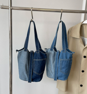 Wallet and handbag, Korean <b>canvas</b> denim handbag, women's casual handbag, water bucket, women's shopping <b>bag</b> - Product Image 1