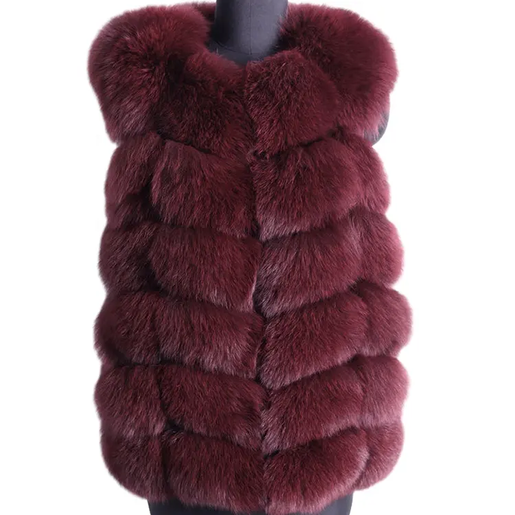 Winter Custom Factory Supply Manufacture Women Warm Real Fox Fur Coat Jacket Ladies Natural Fur Waistcoat With Fur Vest