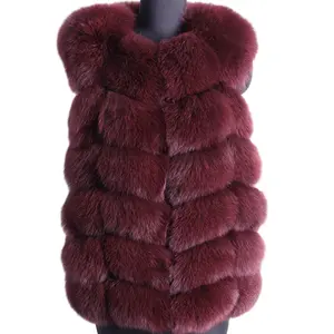 Kış özel fabrika kaynağı imalatı kadınlar sıcak gerçek tilki kürk ceket ceket bayanlar doğal kürk yelek ile kürk yelek