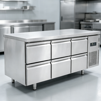Peralatan Restoran Komersial Freezer Stainless Steel dengan Pendinginan Suhu Tunggal untuk Pajangan Makanan