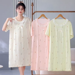 Camicia da notte da donna in cotone Soft Air comodi pigiami larghi Casual taglie forti primavera manica corta pigiami all'ingrosso in <span class=keywords><strong>pizzo</strong></span> - Product Image 3