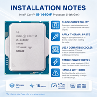 Processeur de bureau Core i5-14400 en gros, faible consommation 65W, cache 20 Mo, pour bureautique et systèmes informatiques assemblés, jeux sur PC, en stock