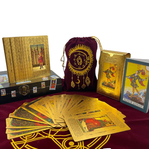<span class=keywords><strong>Tarot</strong></span> 2,75x4,75 pouces OEM Inspire Espanol Oracle Card Gold Gilt Deck Box oracle Boîte de cartes personnalisée avec livret - Product Image 1