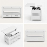 Table basse multifonctionnelle réglable en hauteur pour salon avec tiroir et compartiment caché, table à thé et à café et meuble TV