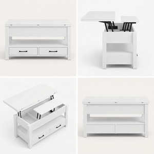 Mesa de Centro Multifuncional con Altura Ajustable, Mesa de Salón con Cajón y Compartimento Oculto, Mesa para Té y Café y <span class=keywords><strong>Mueble</strong></span> para <span class=keywords><strong>TV</strong></span> - Product Image 4