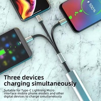 Kabel Data USB pengisian daya Cepat 3In1, gantungan kunci teleskopik Mini tersembunyi tipe C UNTUK iphone Tipe C Android