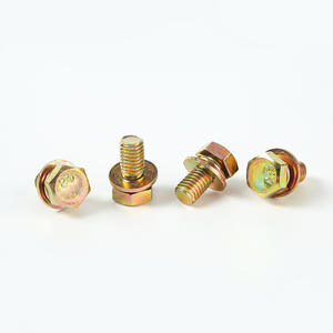 Arandela de resorte plana hexagonal externa de rosca fina al por mayor, con revestimiento de color, tres pernos hexagonales combinados, Material de acero, medida métrica - Product Image 4