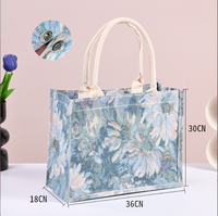 Sac fourre-tout jacquard en stock – Vente en gros – Design floral minimaliste et moderne – Tendance et polyvalent – Style bohème – Grande capacité