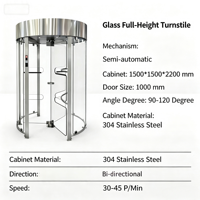 Tourniquet en verre pleine hauteur à longue durée de vie du moteur, compatible avec plusieurs dispositifs de reconnaissance pour hall d'hôtel