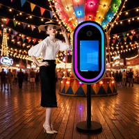 Miroir Photo Interactif Ovale Rond Love 21,5 pouces, Cabine Photo DSLR Magic Mirror avec Logiciel