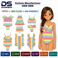 Maillot de bain une pièce pour filles et adolescentes, motif rayures ondulées arc-en-ciel, croisé sur le devant, pour la plage et la piscine, fabricant de marques privées, commande en gros