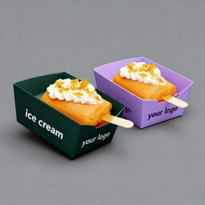 Vassoio Personalizzato per Gelati da <span class=keywords><strong>Asporto</strong></span>, Scatola di Carta Monouso per Hot Dog e Fette di Torta, Scatole per Sandwich con Inchiostro di Soia, Basso MOQ - Product Image 3