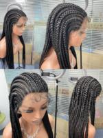 Perruque Tressée Synthétique Jennifer, 24 ou 32 Pouces, Lace Front, Grossiste Africain, Tresses pour Femmes Noires
