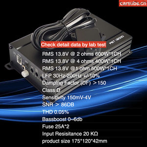 Boîtier Porté Haut-Parleur de <span class=keywords><strong>Caisson</strong></span> de Basses <span class=keywords><strong>Passif</strong></span> de <span class=keywords><strong>Voiture</strong></span> de 8 Pouces avec Amplificateur de <span class=keywords><strong>Voiture</strong></span> MonoBlock RMS 600W 2 Ohm Classe D - Product Image 5