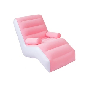 เก้าอี้พักผ่อนพีวีซีแบบพองลม 55*30*34 นิ้ว สีชมพู-น้ำตาล เก้าอี้พับได้สำหรับห้องนอนและห้องนั่งเล่น โซฟาพักผ่อนในร่ม - Product Image 1