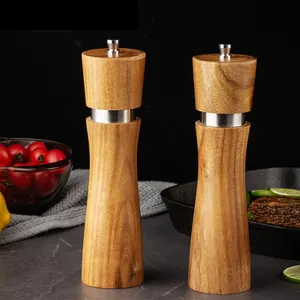 Modern And Elegant Wooden Salt And Pepper Grinder Set Acacia Wood Salt Shaker Mill With Ceramic Stainless Steel Core