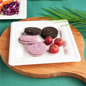 Lage Prijs Moq Milieuvriendelijk Composteerbaar Wegwerp Tarwestro Dessertvoedsel 6 Inch Vierkante Borden
