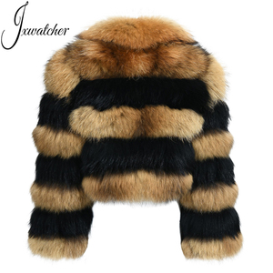 Ventes en gros de manteaux en fourrure de renard véritable pour femmes, style <span class=keywords><strong>court</strong></span>, sexy, en fourrure de raton laveur véritable, fabrication OEM, sur mesure - Product Image 3