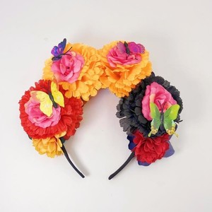 Nueva Diadema Mexicana con Flores Artificiales y Mariposas <span class=keywords><strong>para</strong></span> Fiesta de Disfraces, Venta al por Mayor - Product Image 5