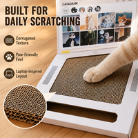 Griffoir pour chat en forme d'ordinateur portable, en carton, avec repose-patin et jouet intégré pour chat