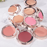 Poudre pressée pour le visage en forme de cœur, couleur rose dorée scintillante, maquillage en marque privée, poudre blush