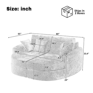 Full-Compressed Curved Chaise Lounge <b>Sofa</b> <b>Bed</b> Set 80" Polyester Eco-Friendly Durable for Apartment & Villa with Two Cup Holders - Product Image 6