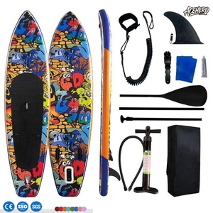Planche à pagaie gonflable tendance motif graffiti dessin animé, avec accessoires complets, portable, pliable, écologique, système à 3 ailerons - Product Image 3