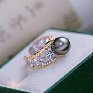 ขาตั้งแหวนเงินแท้ S925 พร้อมลูกปัดกลมขนาด 7-10 มม. อุปกรณ์ทำเครื่องประดับวินเทจ DIY 10092 ไข่มุกเม็ดเดี่ยว - Product Image 3