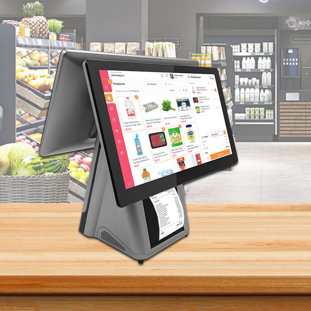 Sinmar 15.6 Inch Dual Screen Cash Register Tablet Pc All in One Pos Windows Android Point of Sale Tablet With Integrated Printer