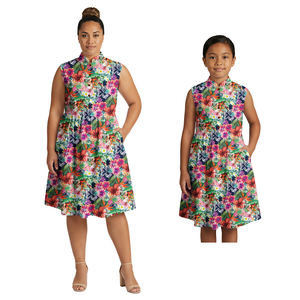 Aloha-Kleid Eltern-Kind-Outfits Maßgeschneidertes Design Samoanische Knopfleisten-Damenbekleidung Polynesische Frauen- und Mädchen-Mutter-Tochter-Midiröcke - Product Image 4