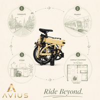 Vélo pliant compact AVIUS Sand 20 pouces, 7 vitesses, 82x65x38cm plié pour rangement au bureau - Vélo de ville à double frein à disque