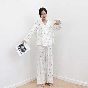 Otoño nuevo Modal algodón ropa de dormir ropa de casa conjunto de <span class=keywords><strong>pijamas</strong></span> de manga larga con helado impreso para mujeres - Product Image 6