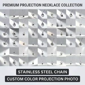Collier de projection <span class=keywords><strong>photo</strong></span> personnalisé <span class=keywords><strong>sur</strong></span> chaîne en acier inoxydable, pendentif cœur et fleur avec image DIY pour couples et familles - Product Image 1