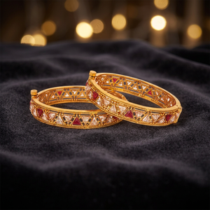 Antique Openable 2-Pc Gold Plated Bangles 207657 Women's Classic Artificial Fashion Jewellery Kanhai Jewels Top Wholesalers - Product Image 3