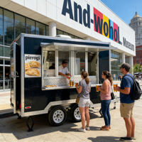 Kiosque mobile en bois pour vente de hot-dogs, café, snacks, chariot de restauration, remorque de vente au détail, stand de barbecue, van alimentaire, présentoir mobile