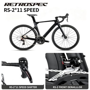 Bicicleta de Carretera de Carbono Ultraligera de 9.2 kg, 2x11 Velocidades, Frenos de Disco Hidráulicos, Ruedas de Carbono Aero 700C, Cableado Interno, para Carreras - Product Image 4