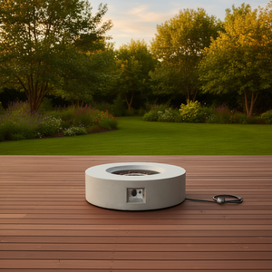 Estufa de gas propano portátil para jardín, redonda, de acero MgO, 50000 BTU, color gris claro, de Db Outdoor. - Product Image 2