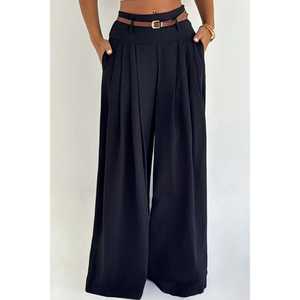 กางเกงขายาวทรงขาบานเอวยางยืดสำหรับผู้หญิงสีดำ แบรนด์ Black Merian ผ้าเนื้อนุ่ม ระบายอากาศได้ดี ไซส์ XL สีวอช - Product Image 3