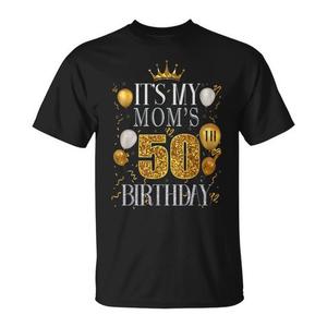 Camiseta para el 50 cumpleaños de mi mamá, diseño de purpurina dorada, color negro, talla para adulto - Product Image 1