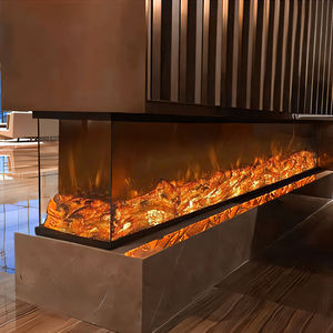 Cheminée électrique au design moderne de haute qualité Insert en acier à flammes simulées multicolores en verre à <span class=keywords><strong>3</strong></span> <span class=keywords><strong>faces</strong></span> pour décor d'espace public - Product Image 4
