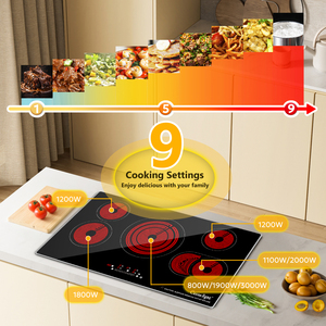 Doopen 36 In Built-In Electric Cooktop 5 Burners Smooth <b>Ceramic</b> Touch Control Household Stove - Product Image 4