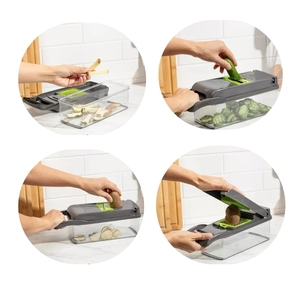 Tagliaverdure multifunzione con contenitore, affettatrice manuale per frutta e verdura 10 in 1 - Product Image 4