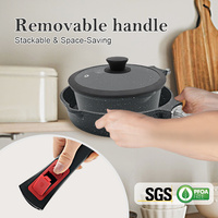 Ensemble de casseroles antiadhésives de 1,5 Qt et 1,8 Qt avec couvercle en silicone, marmite à soupe en granit, poignée amovible, ustensiles de cuisine, ensemble de casseroles