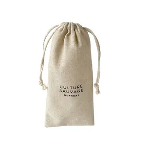 Best Selling Soft Natural Cotton Linen Drawstring Dust Bag Pouches With Logo For Lip Gloss